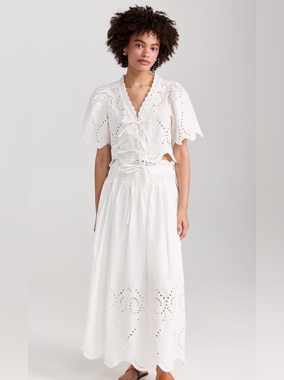 Moon River Puff Sleeve
Eyelet Top With Front Ties size S - Picture 5 of 14